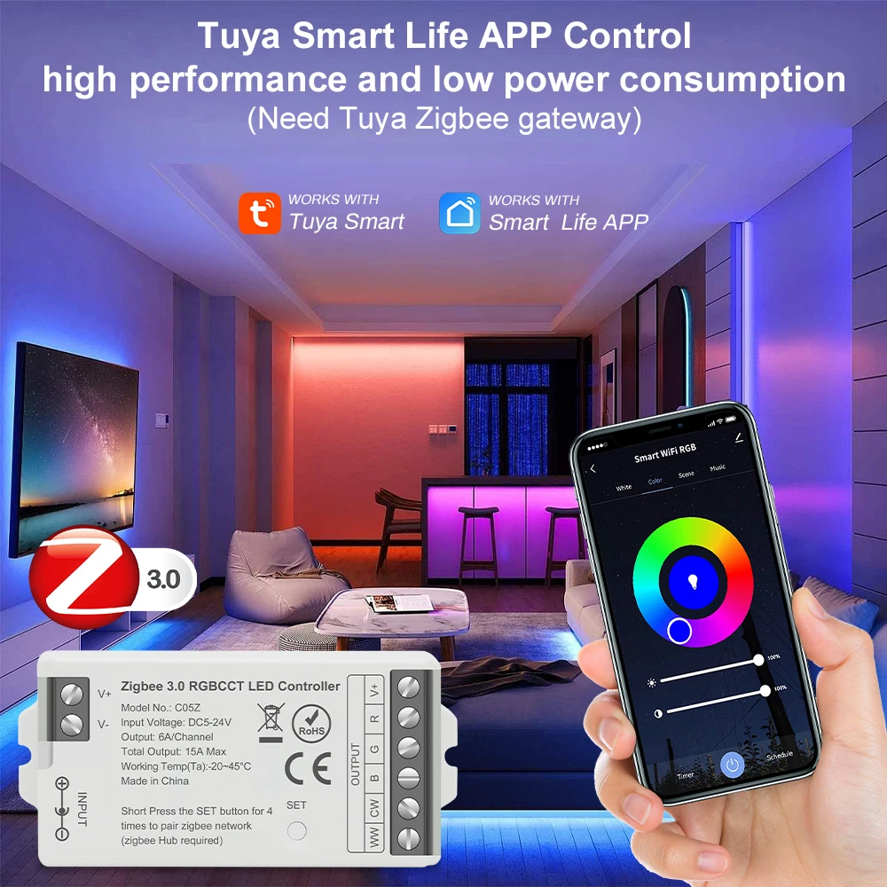 Tuya-Zigbee-Smart-LED-Dimmer-CCT-RGB-RGBW-RGBCCT-LED-Controller-Support-Alexa-Google-Home-Voice-2