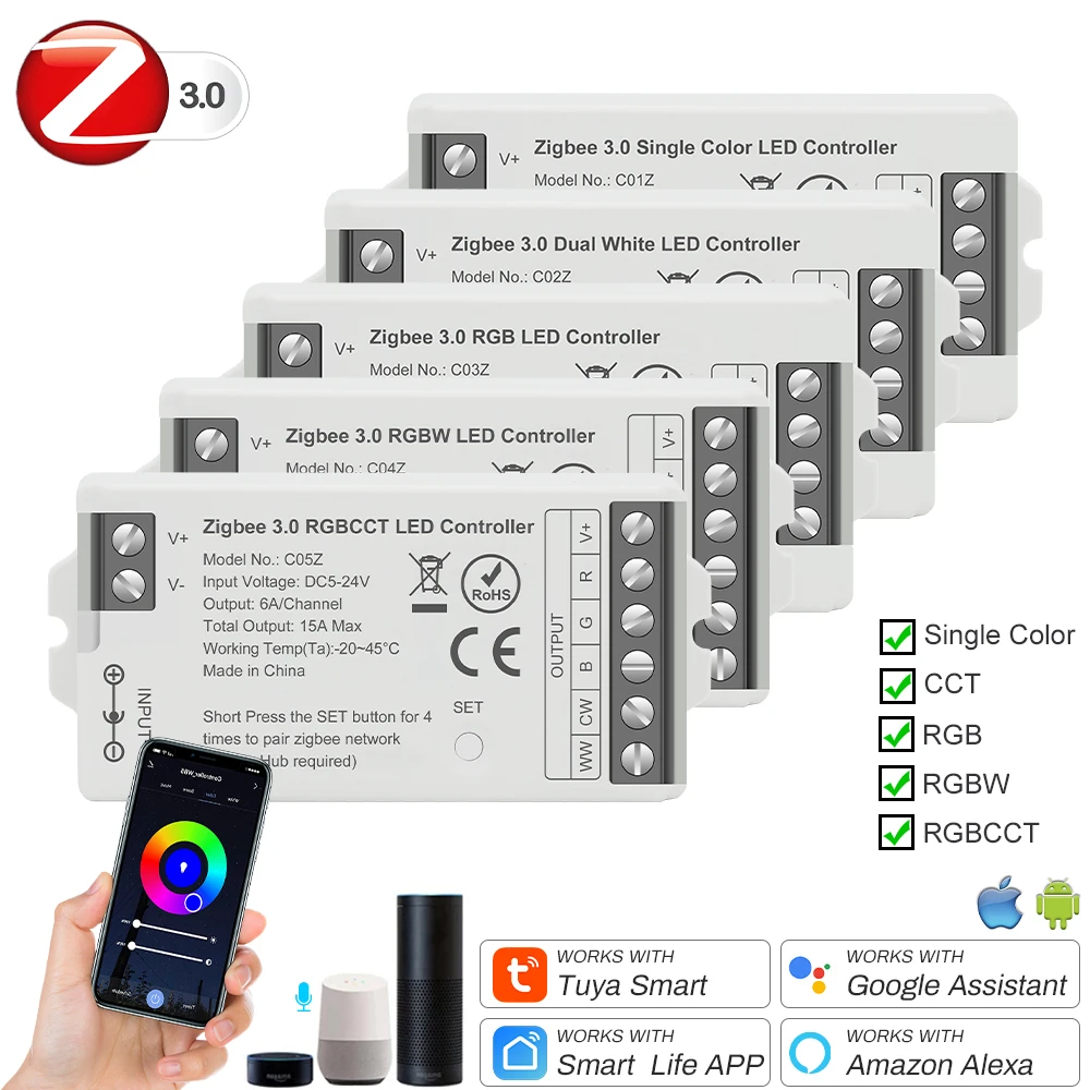 Tuya-Zigbee-Smart-LED-Dimmer-CCT-RGB-RGBW-RGBCCT-LED-Controller-Support-Alexa-Google-Home-Voice